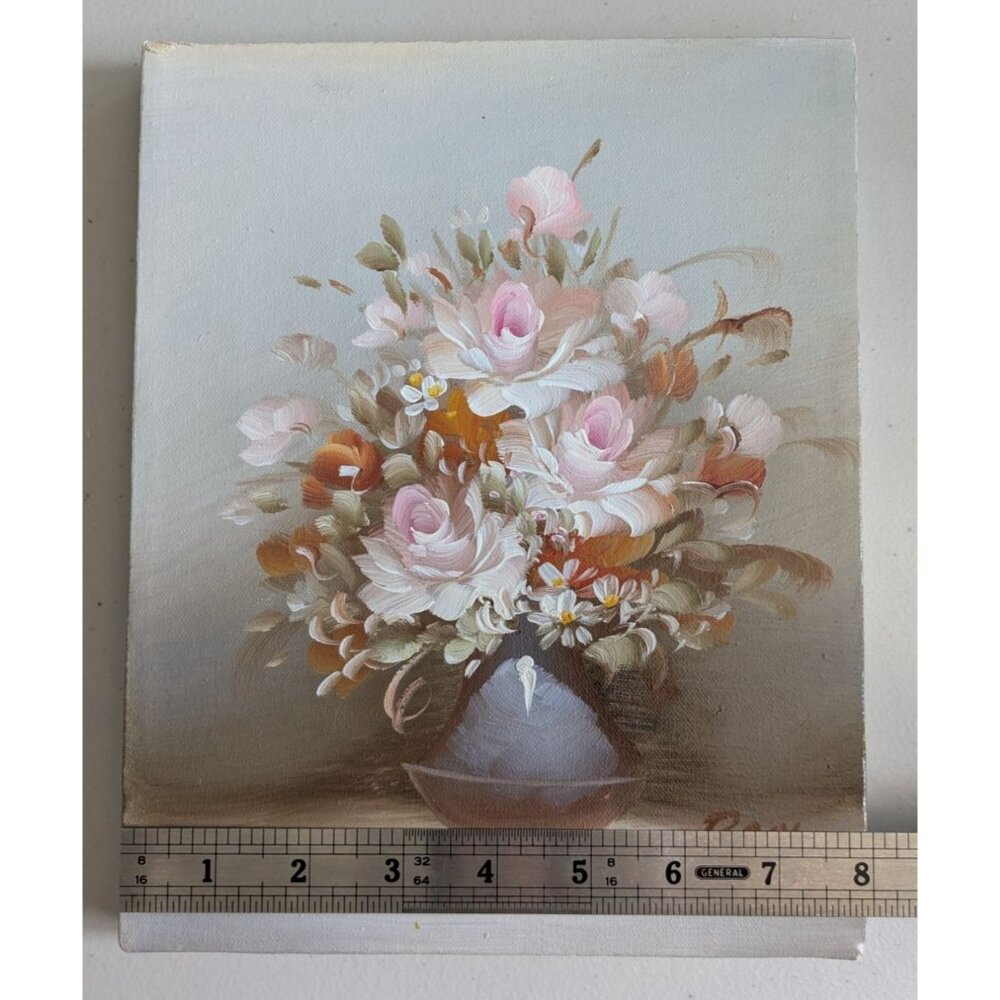 Original Floral Oil Painting On Stretched Canvas Signed By Artist Roxy - Romanti - Picture 13 of 14